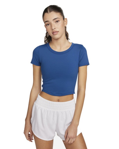 NIKE One Fitted T-Shirt Damen blau