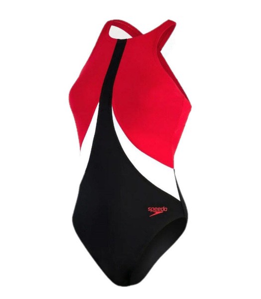 SPEEDO Colbl Hghnck Xbck Af Black/Red Badeanzug Damen rot